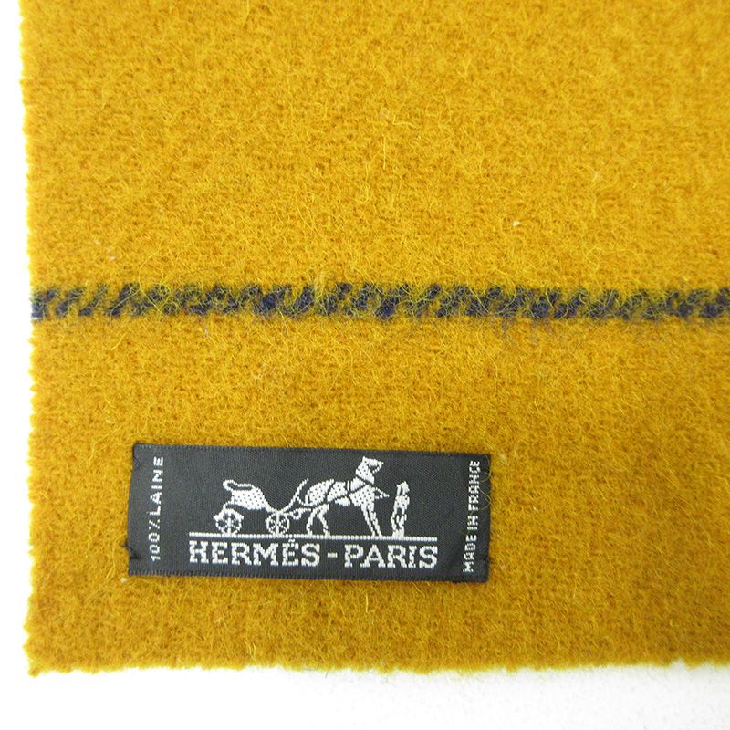  HERMES エルメス ウールマフラー ロカバール イエロー 135 マフラー 小物