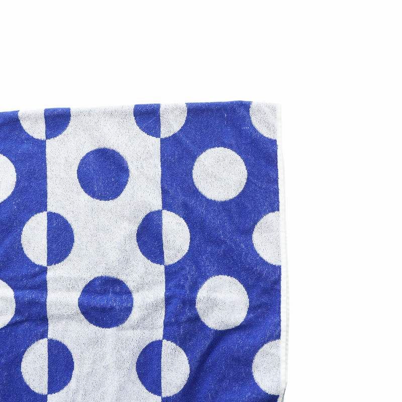  エルメス HERMES ビーチタオル バスタオル 総柄 ロゴ 水玉柄 ドット柄 フリンジ 白 ホワイト青 ブルー GY 17 |MQ OH タオル バス用品 キッチン 日用品 その他