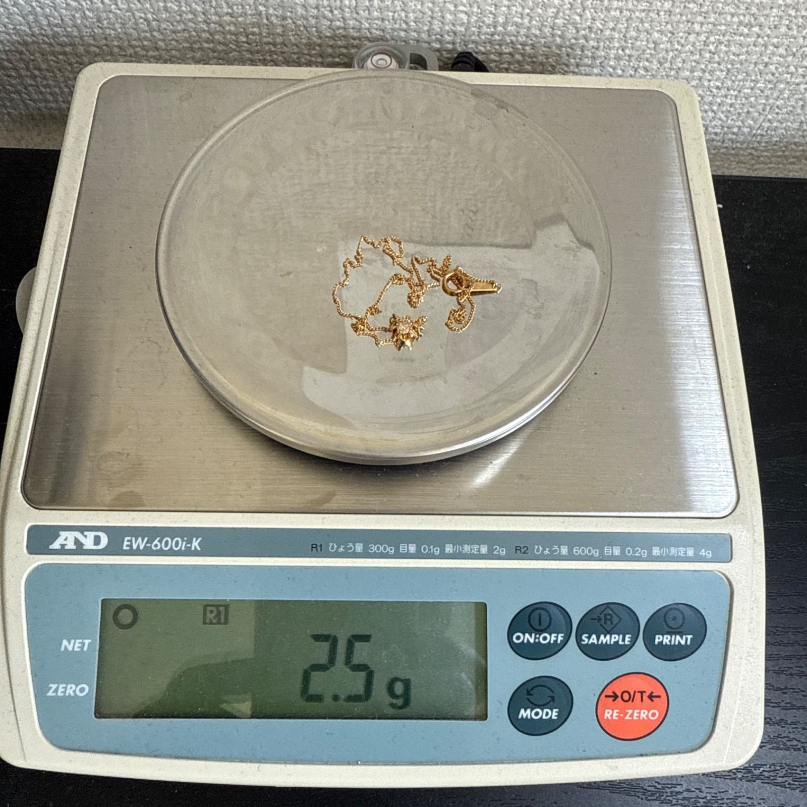 ジュエリーマキK18YG天然ダイヤモンド0.23ctネックレス ケース付き