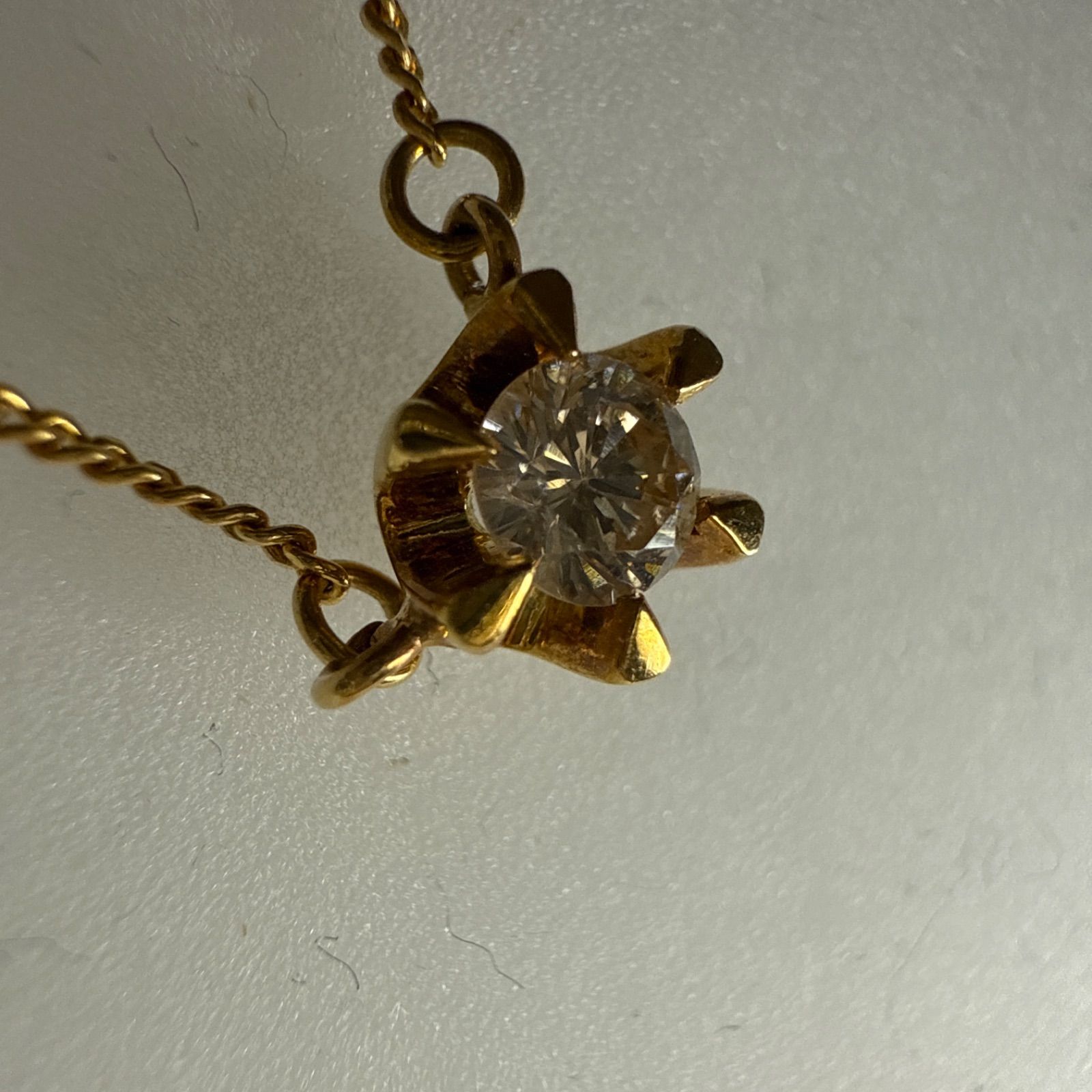 ジュエリーマキK18YG天然ダイヤモンド0.23ctネックレス ケース付き