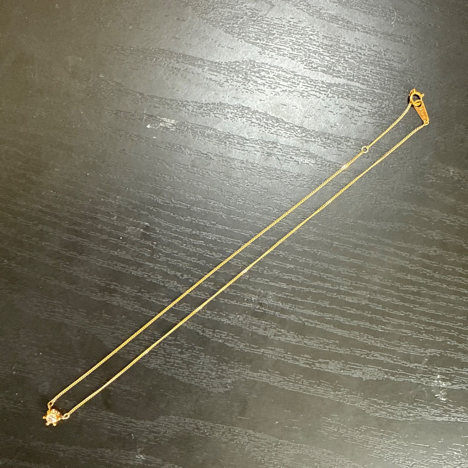 ジュエリーマキK18YG天然ダイヤモンド0.23ctネックレス ケース付き