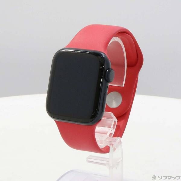 〔 品〕 Apple Watch SE 第2世代 GPS 40 mm ミッドナイトアルミニウムケース レッドスポーツバンド 305