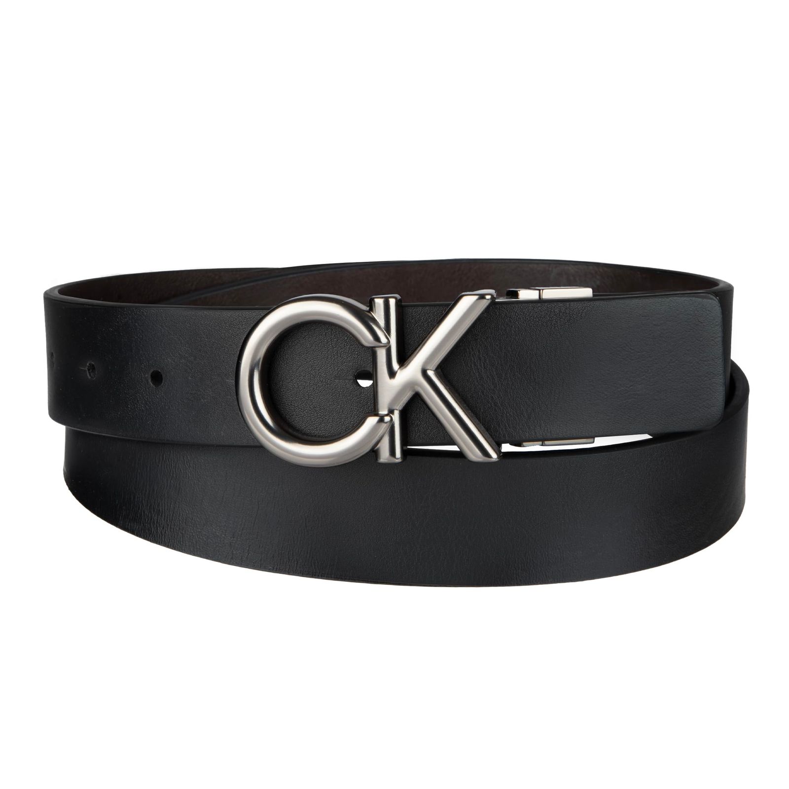 Calvin Klein ベルト 2-in-1 Reversible Belt – Versatile Style for Work - Weekend メンズ ブラック ブラウンの飾り板 L Large 38-40