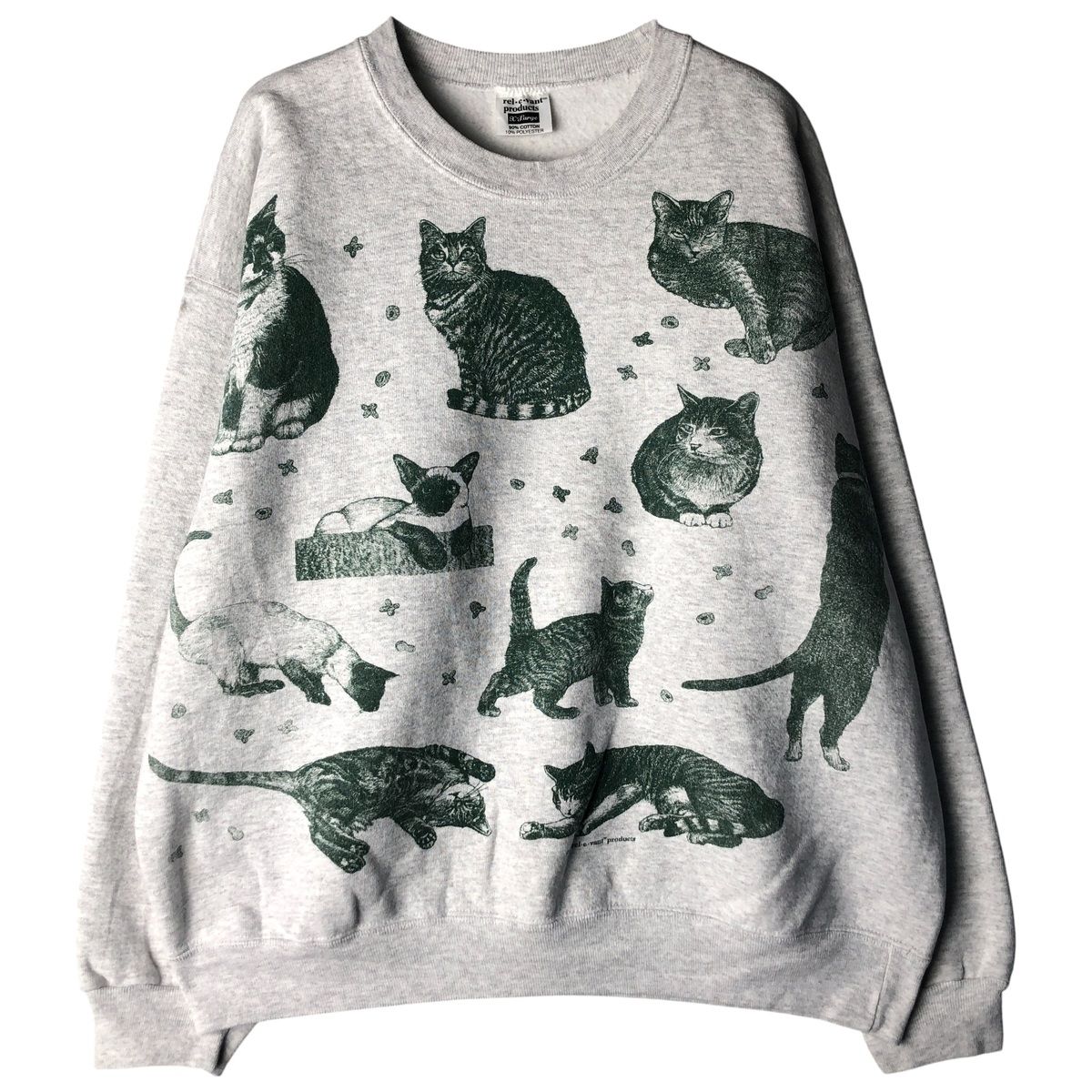古着 90年代 rel e vant products 総柄 ネコ柄 アニマル スウェットシャツ トレーナー USA製 メンズXL相当 ヴィンテージ/eaa596496