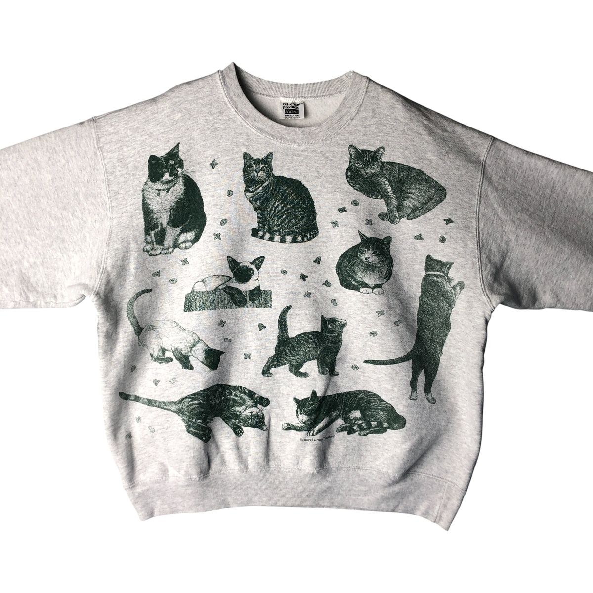古着 90年代 rel e vant products 総柄 ネコ柄 アニマル スウェットシャツ トレーナー USA製 メンズXL相当 ヴィンテージ/eaa596496