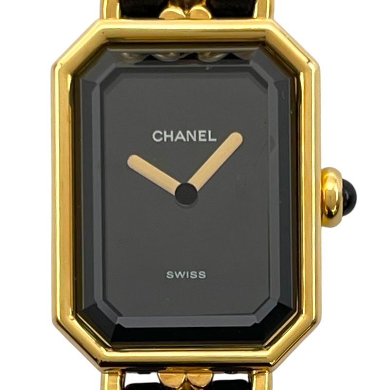 シャネル CHANEL プルミエール S H 0001 ブラック GP クオーツ レディース 腕時計