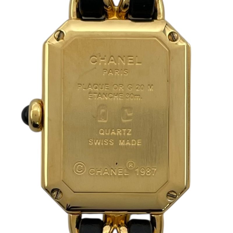 シャネル CHANEL プルミエール S H 0001 ブラック GP クオーツ レディース 腕時計