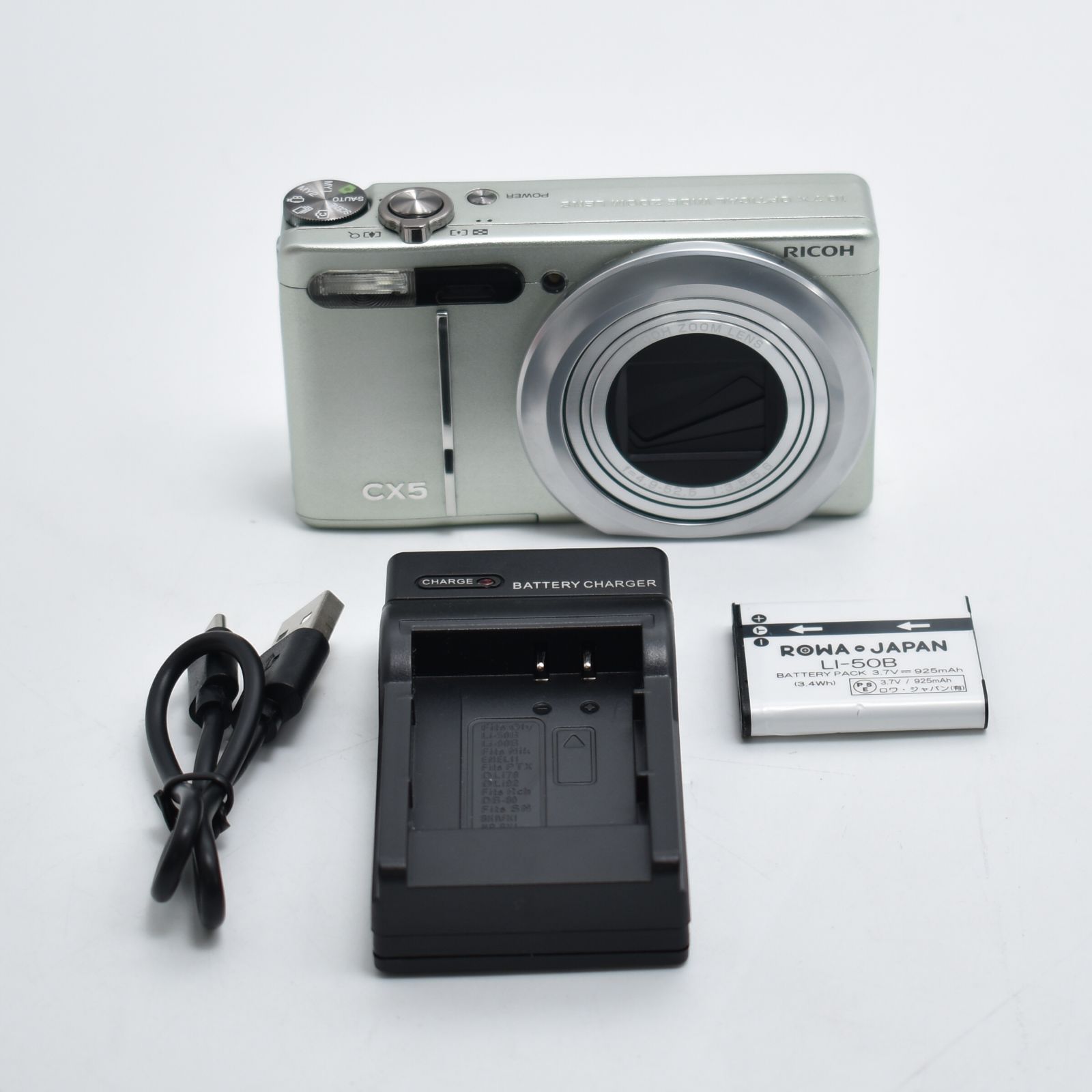 B 10537 RICOH ハイブリッドAFシステム搭載 光学10.7倍ズーム CX 5 グリーンシルバー GS