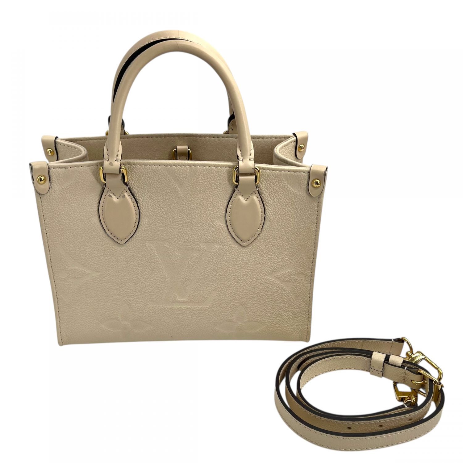 LOUIS VUITTON ルイ ヴィトン M 46569 オンザゴーPM モノグラム アンプラント 2 WAYショルダーバッグ クレーム レディース SA