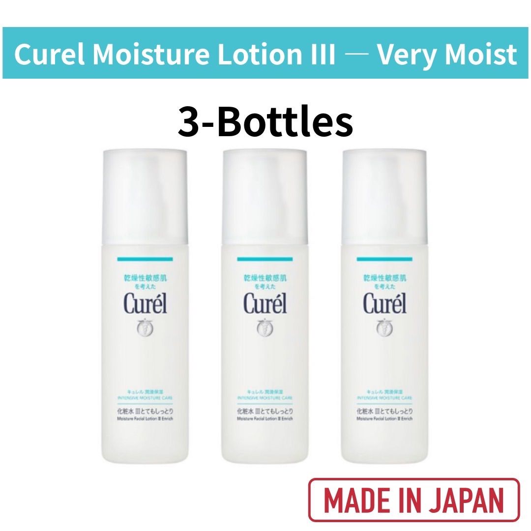 3-Pack Curel Intensive Moisture Lotion III 150 mL Very Moist Ceramide Care For Dry Sensitive Skin Japan
