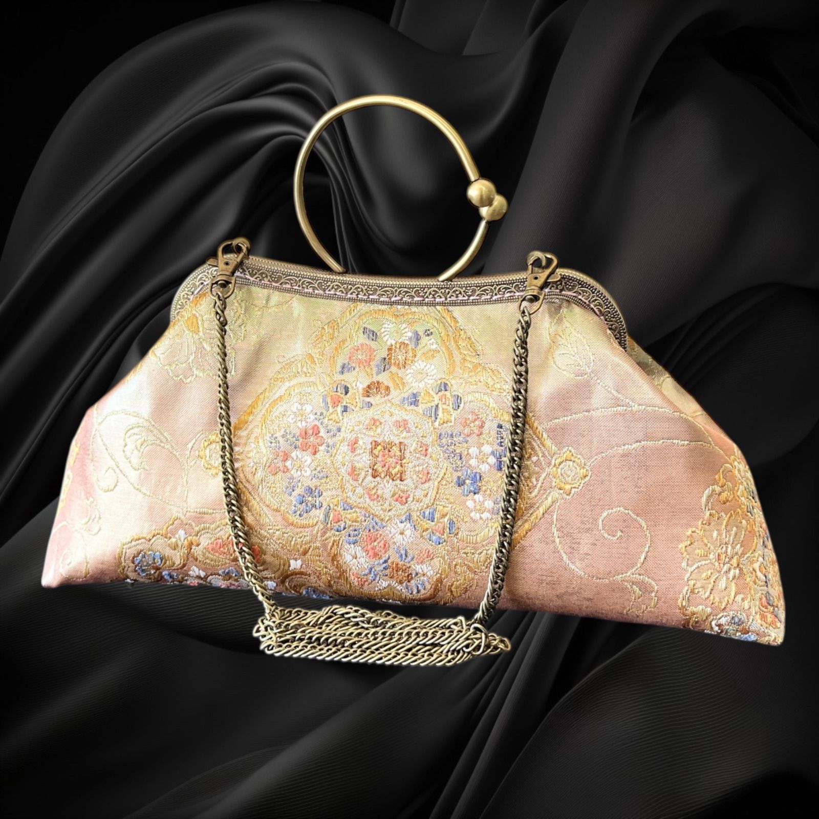 ごぬ No.661】着物リメイクバッグ、和風オリジナルバッグ、着物ショルダーバッグ