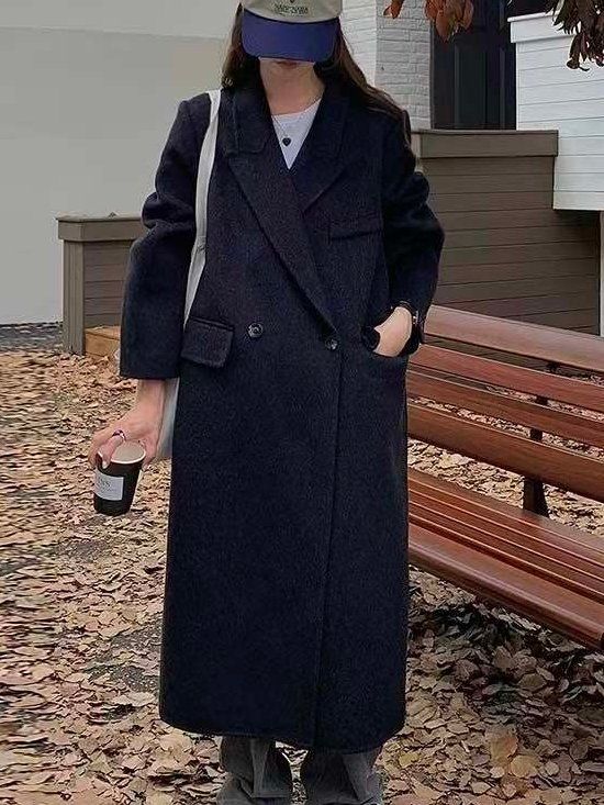 ウール100 ダブルボタン ハンドメイド ロングコート 冬