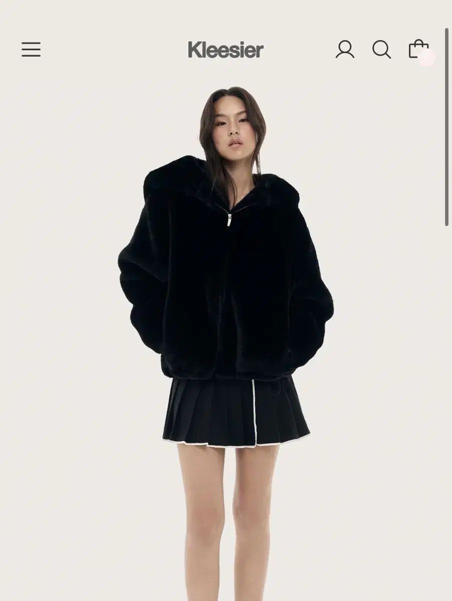 シアー ピーチ プリン ファージャケット ブラック