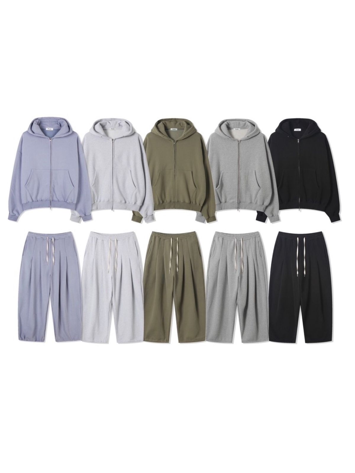 冬 カリー 両面起毛セットアップ フード バンディング ジャージ ジップアップ ペアルック 年末 追加