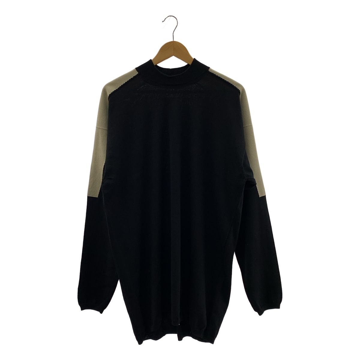 【美品】  Rick Owens / リックオウエンス | 2023SS | Tommy Knit Sweater クルーネック ニット | S | ブラック/ベージュ | メンズ