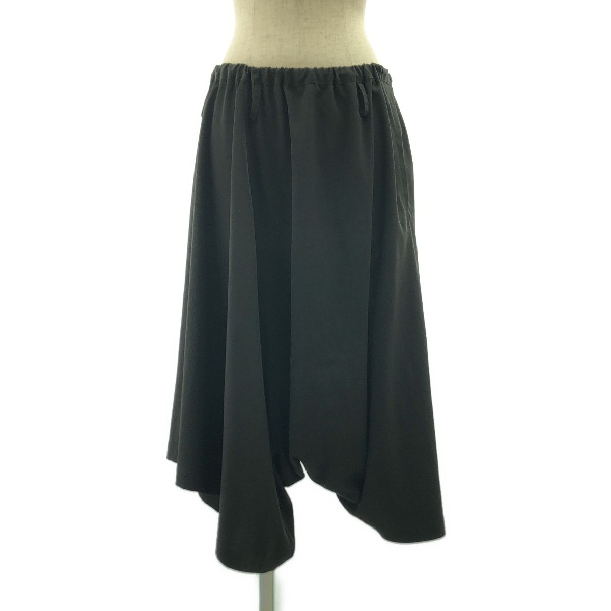 Y s ワイズヨウジヤマモト 2013 SS トリアセテート 変形 ドローストリング サルエルパンツ 2 ブラック レディース