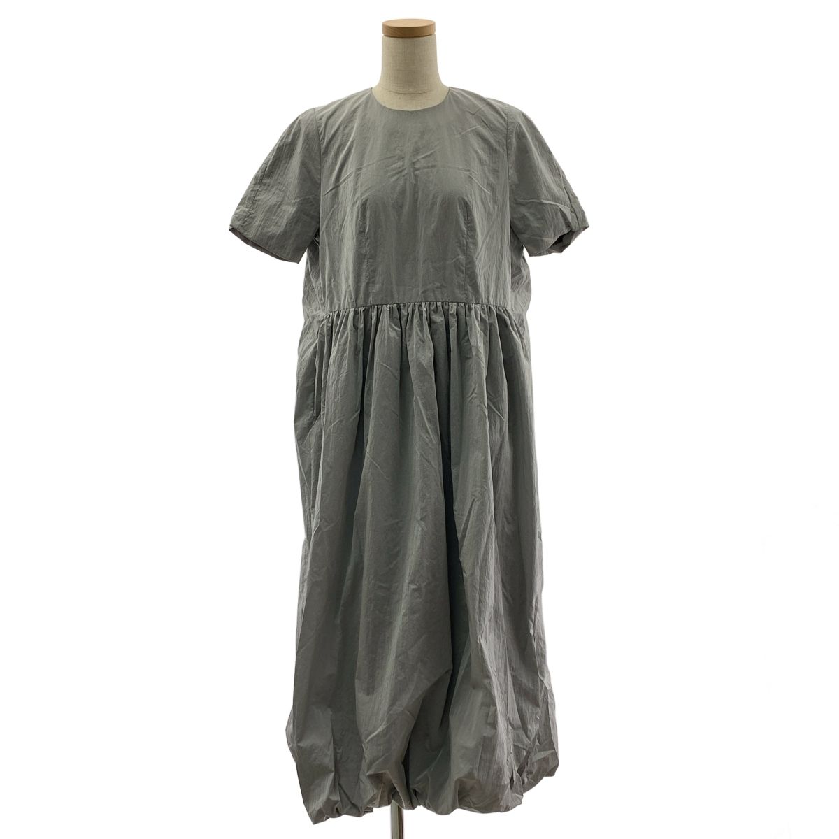 SHE Tokyo シートーキョー ギャザー ボリューム バックジップ バルーン ドレス ワンピース F ライトグレー レディース
