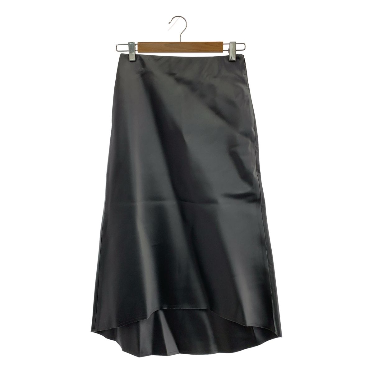 SHE Tokyo シートーキョー トリアセテート サイドジップ ロングスカート 裏地付き 38 グレー レディース