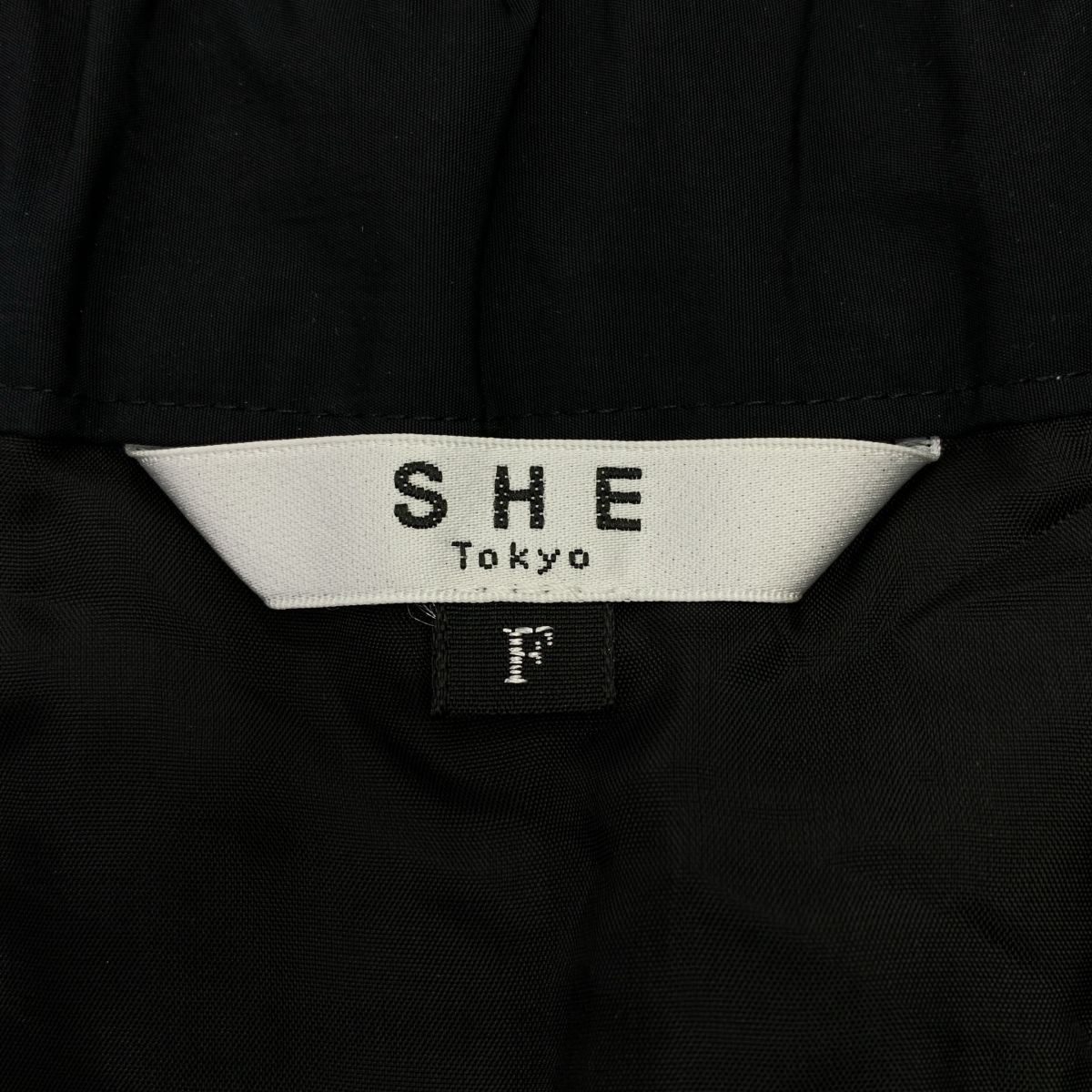  SHE Tokyo シートーキョー ドローストリング ギャザー ボリューム バルーン ロングスカート 裏地付き F ブラック レディース その他 スカート