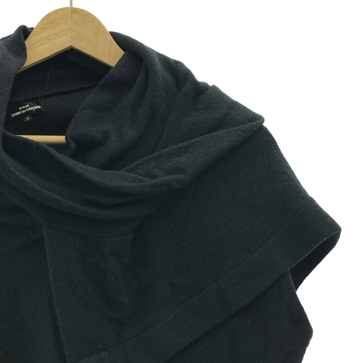 tricot COMME des GARCONS トリココムデギャルソン 2010 AW ウール縮絨 アシンメトリー ベスト S ブラック レディース