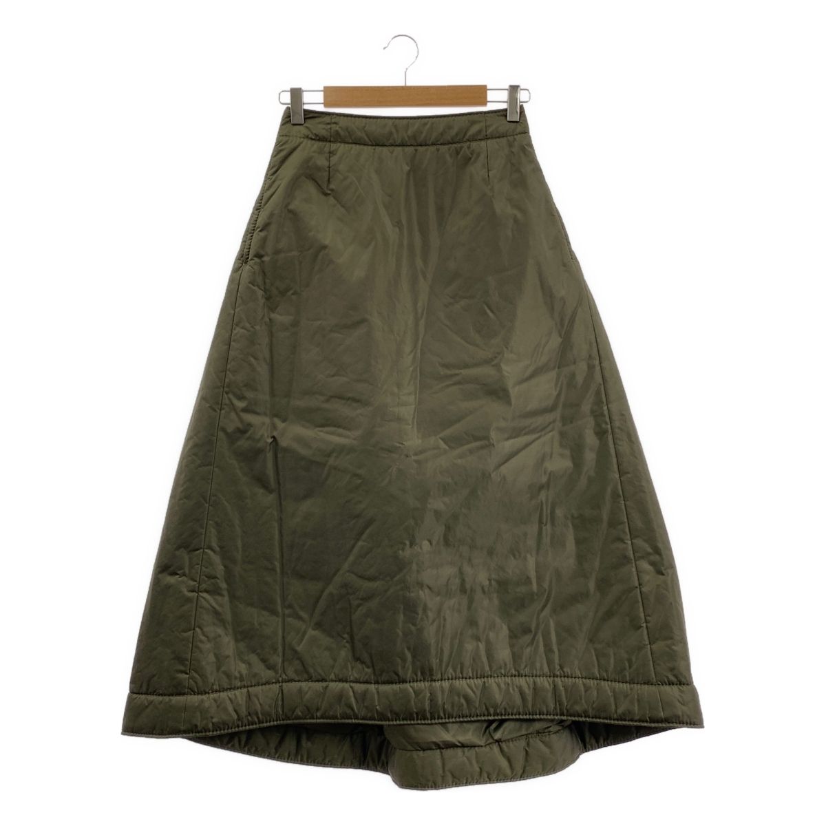 ebagos エバゴス ナイロン 中綿 サイドジップ タック スカート M カーキ レディース