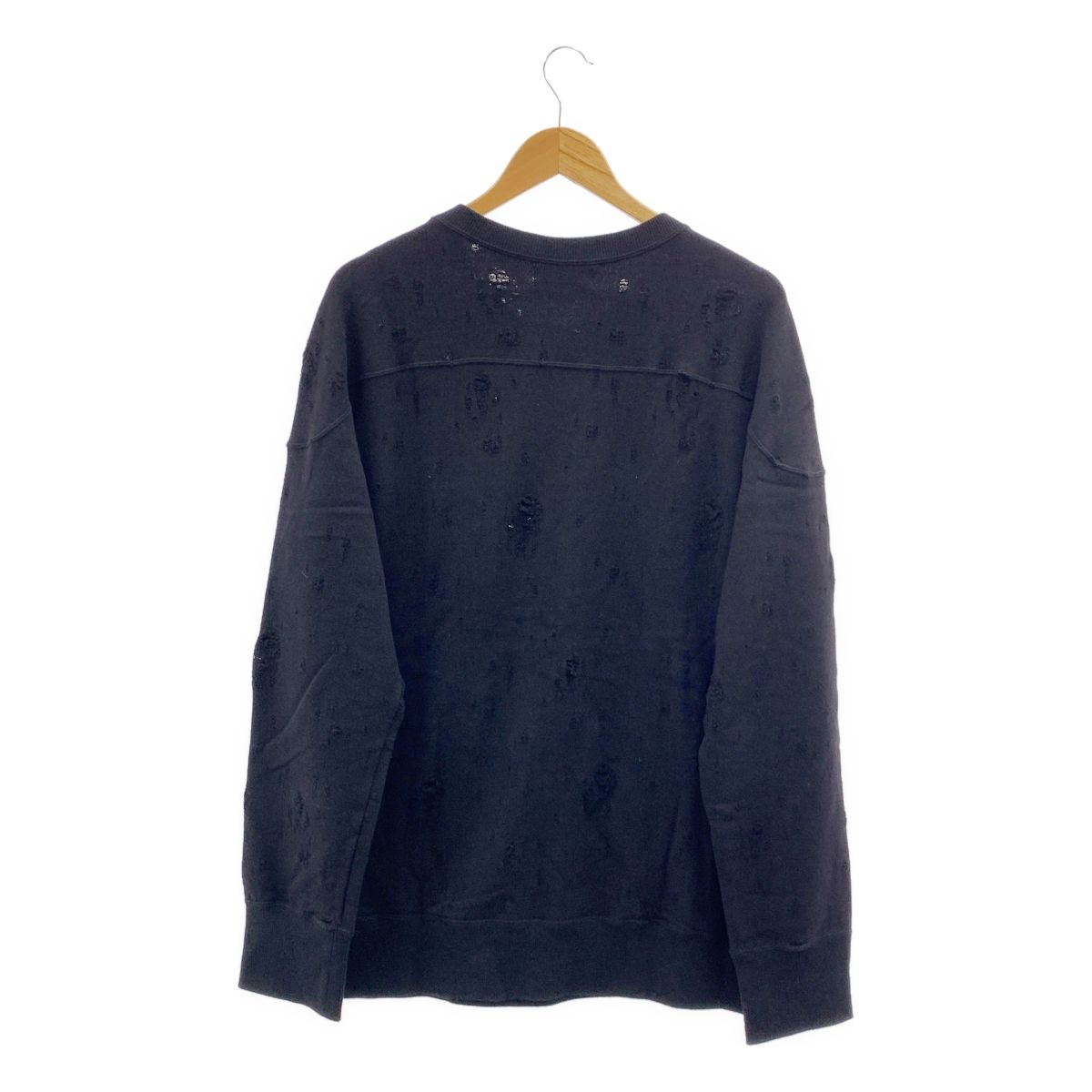 YOHJI YAMAMOTO POUR HOMME / ヨウジヤマモトプールオム | 2025SS | DAMAGD LINING SWEAT SHIRT ダメージ加工 スウェット | 3 | ブラック | メンズ YOHJI YAMAMOTO POUR HOMME / ヨウジヤマモトプールオム | 2025SS