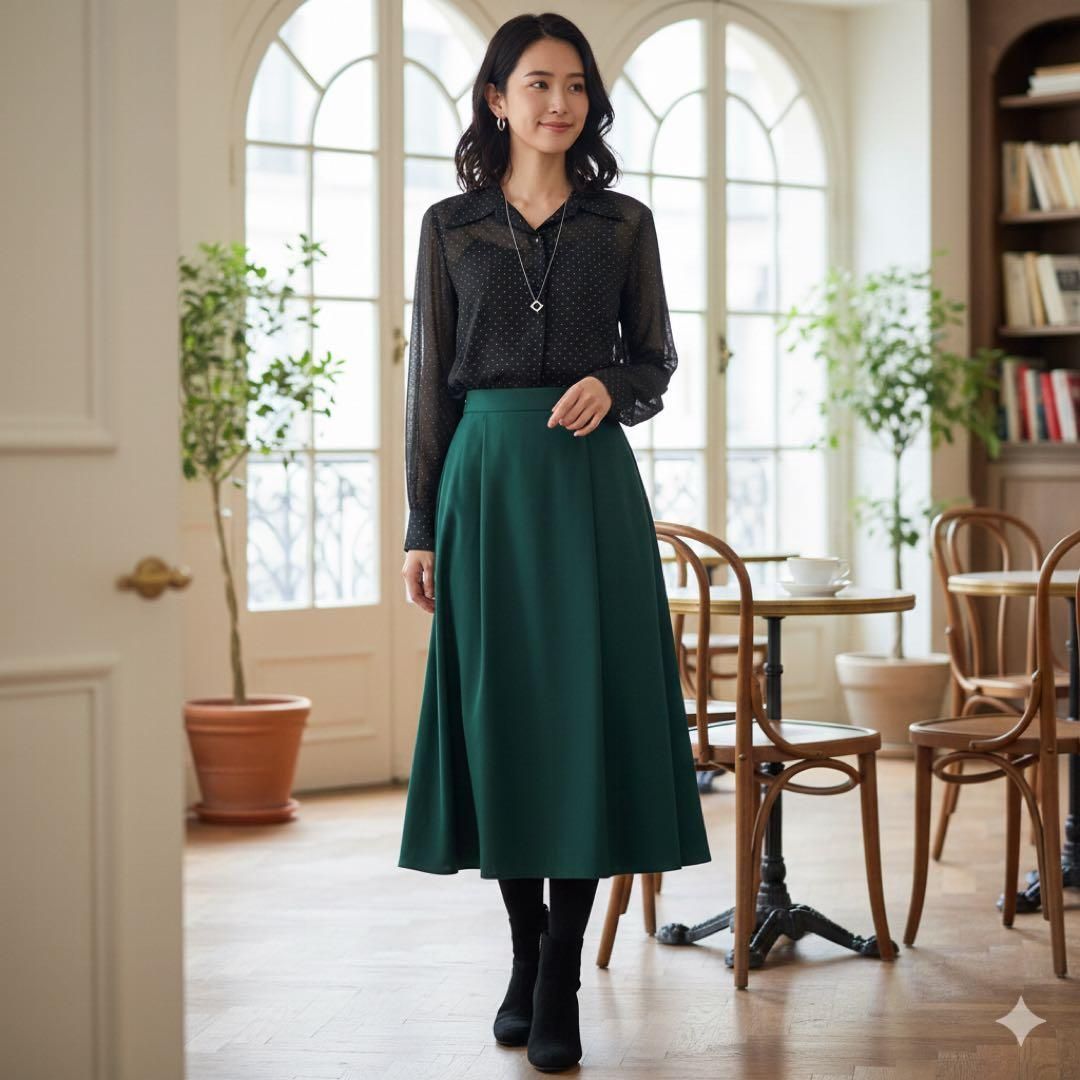 agnes b. アニエスベー【F】シアーシャツ 長袖 ブラック 水玉 美品 