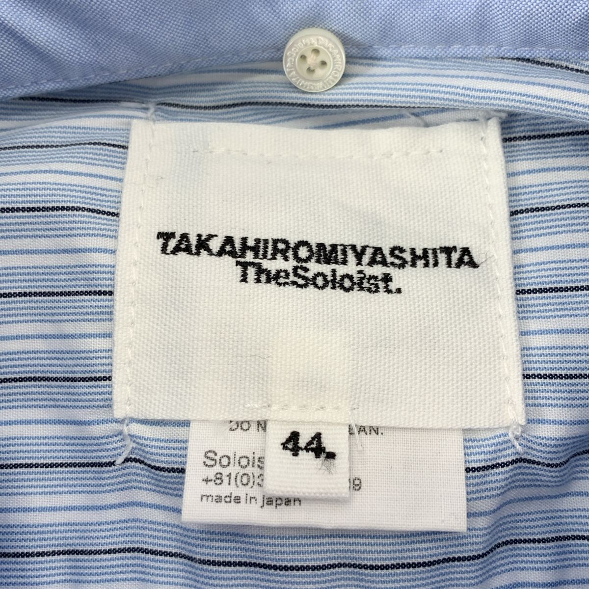 The Soloist | タカヒロミヤシタザソロイスト コットン ストライプ 切替 フォトプリント 180°シャツ 44 ブルー メンズ オックスフォード その他 