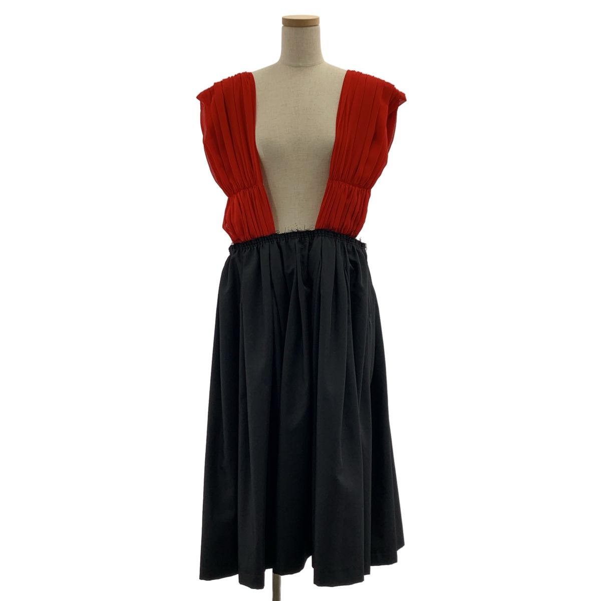 COMME des GARCONS | コムデギャルソン 2020 AW ギャザー ノースリーブ ボリュームワンピース S ブラック|レッド レディース