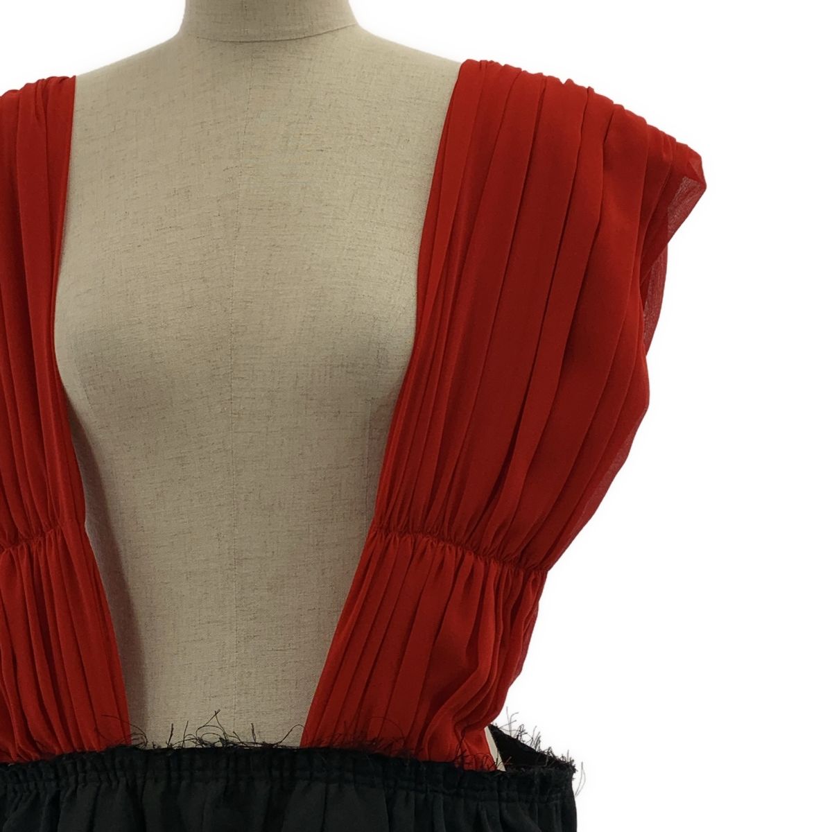 COMME des GARCONS コムデギャルソン 2020 AW ギャザー ノースリーブ ボリュームワンピース S ブラック レッド レディース