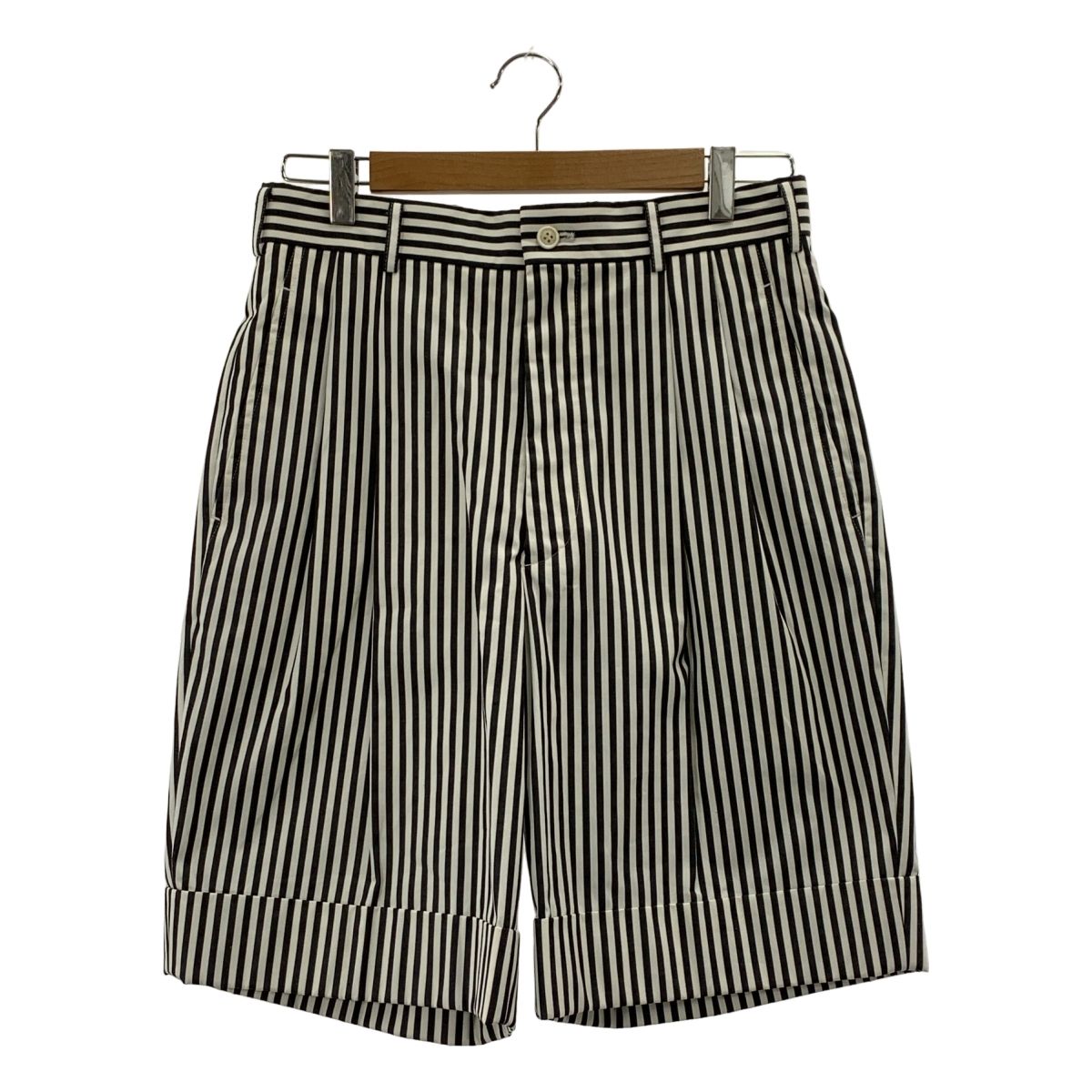 COMME des GARCONS GIRL コムデギャルソンガール 2025 SS コットン ストライプ ハーフパンツ S ホワイト ブラック レディース