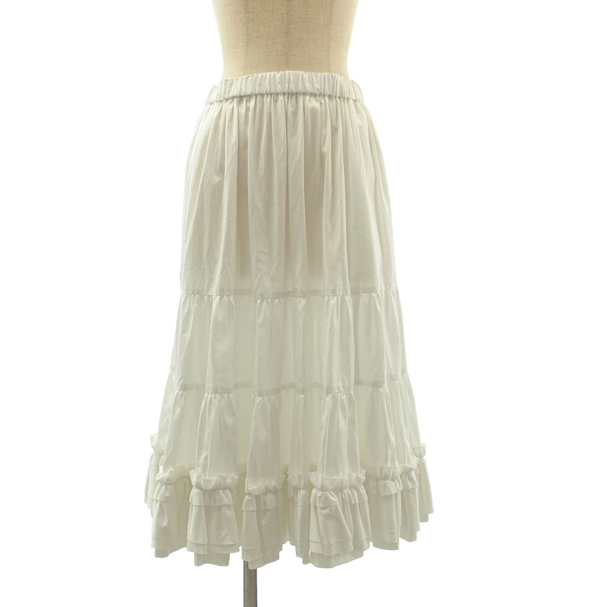 COMME des GARCONS GIRL | コムデギャルソンガール 2021 SS ドローストリング フリル ギャザー ボリューム スカート S ホワイト レディース
