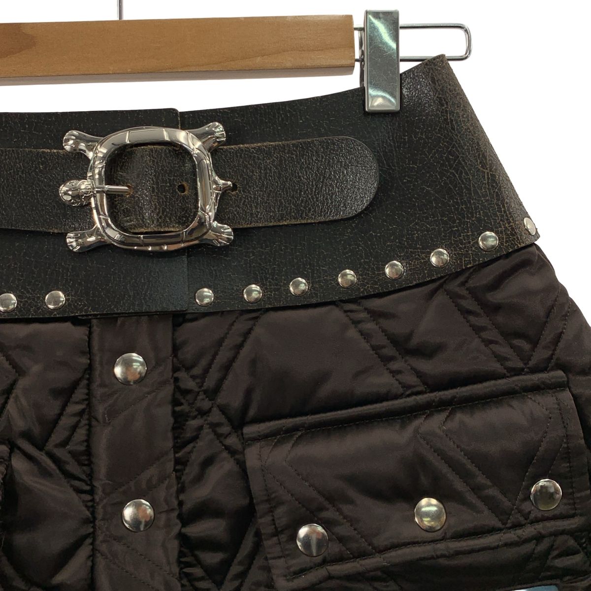 CHOPOVA LOWENA チョポヴァロウェナ 2025 AW キルティング ベルテッド スカート S ダークブラウン レディース