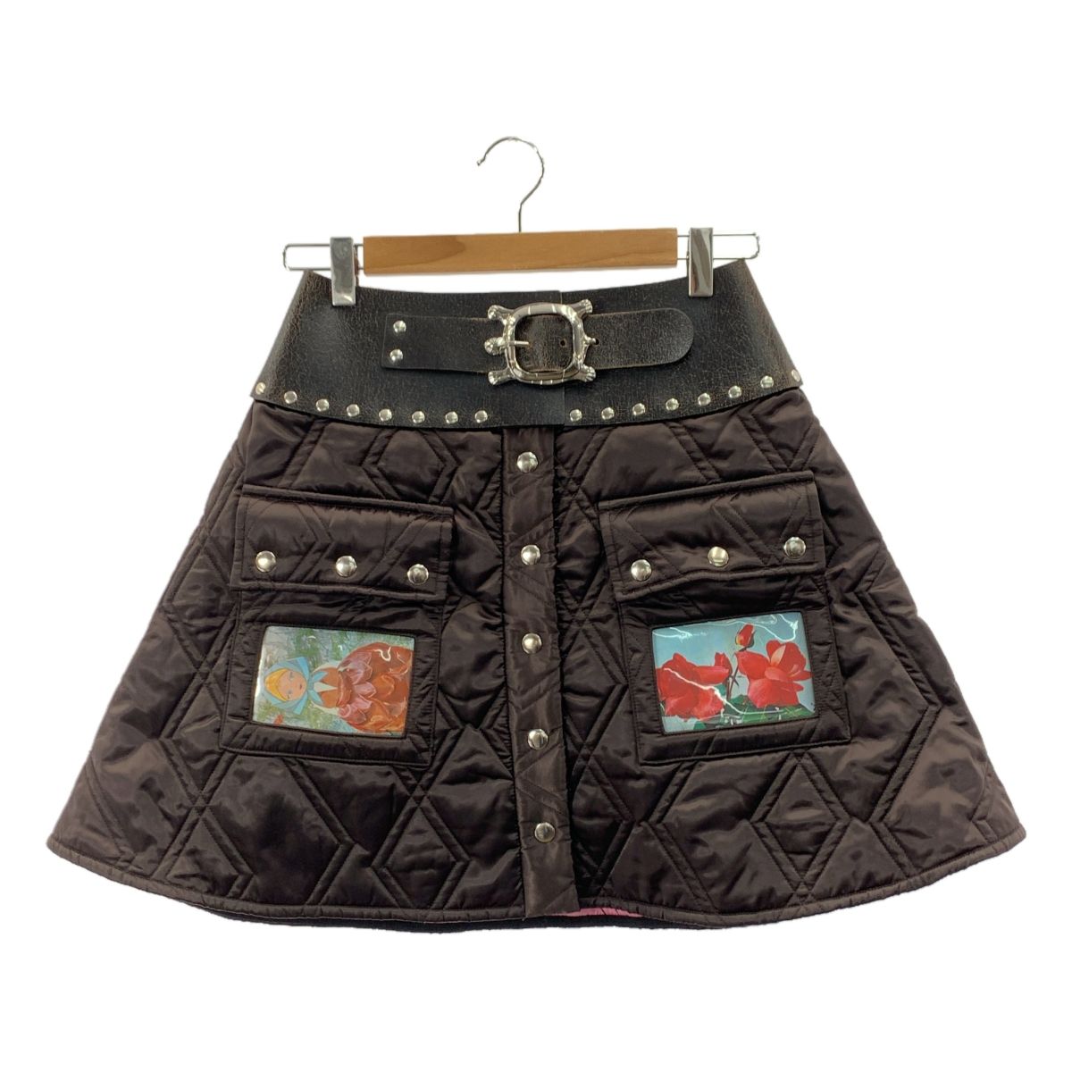 CHOPOVA LOWENA | チョポヴァロウェナ 2025 AW キルティング ベルテッド スカート S ダークブラウン レディース