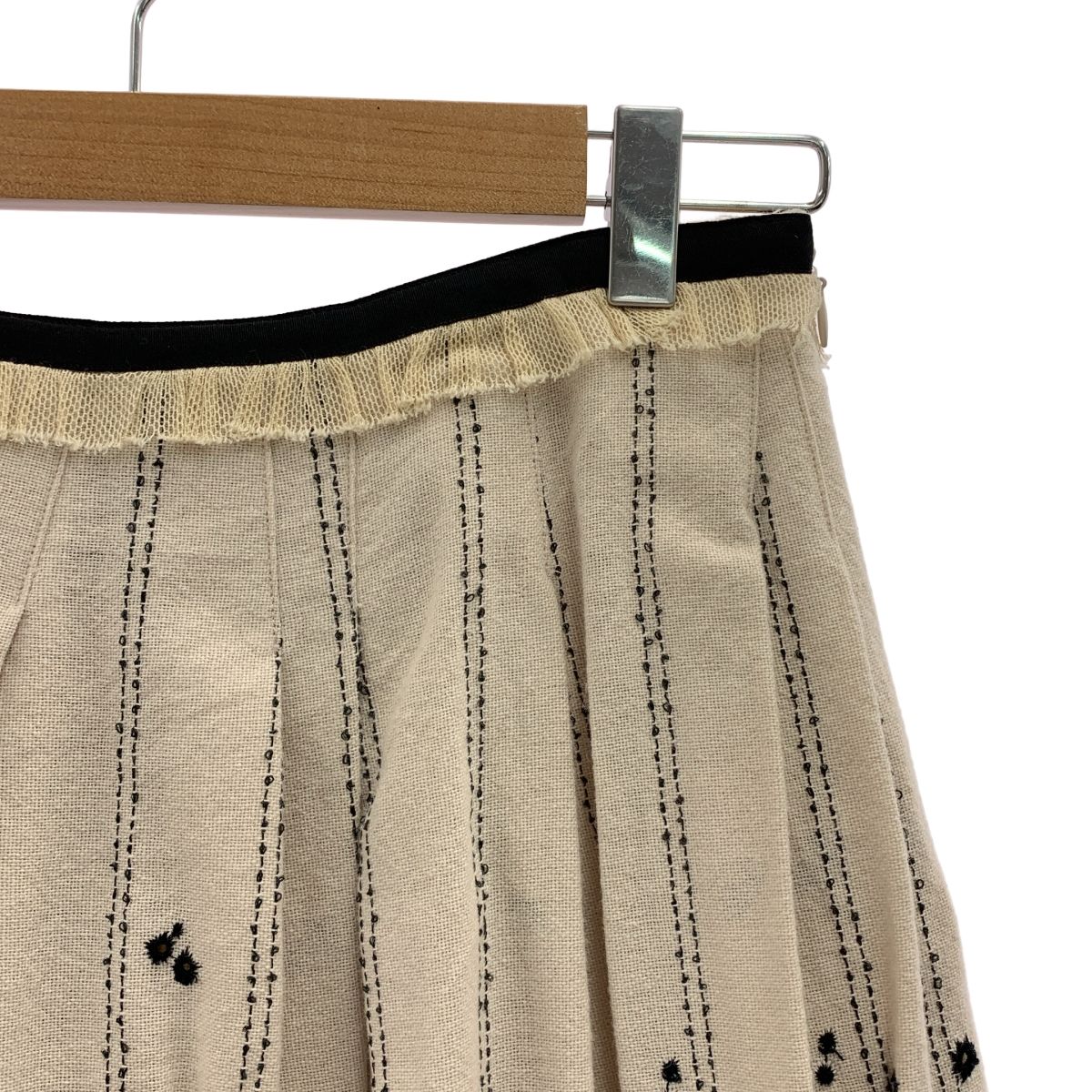 mina perhonen ミナペルホネン sunny sports ウール レース 刺しゅう スカート 1 ベージュ レディース