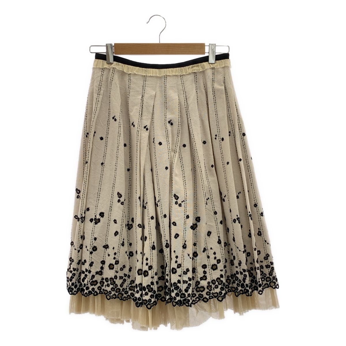 mina perhonen | ミナペルホネン sunny sports ウール レース 刺しゅう スカート 1 ベージュ レディース