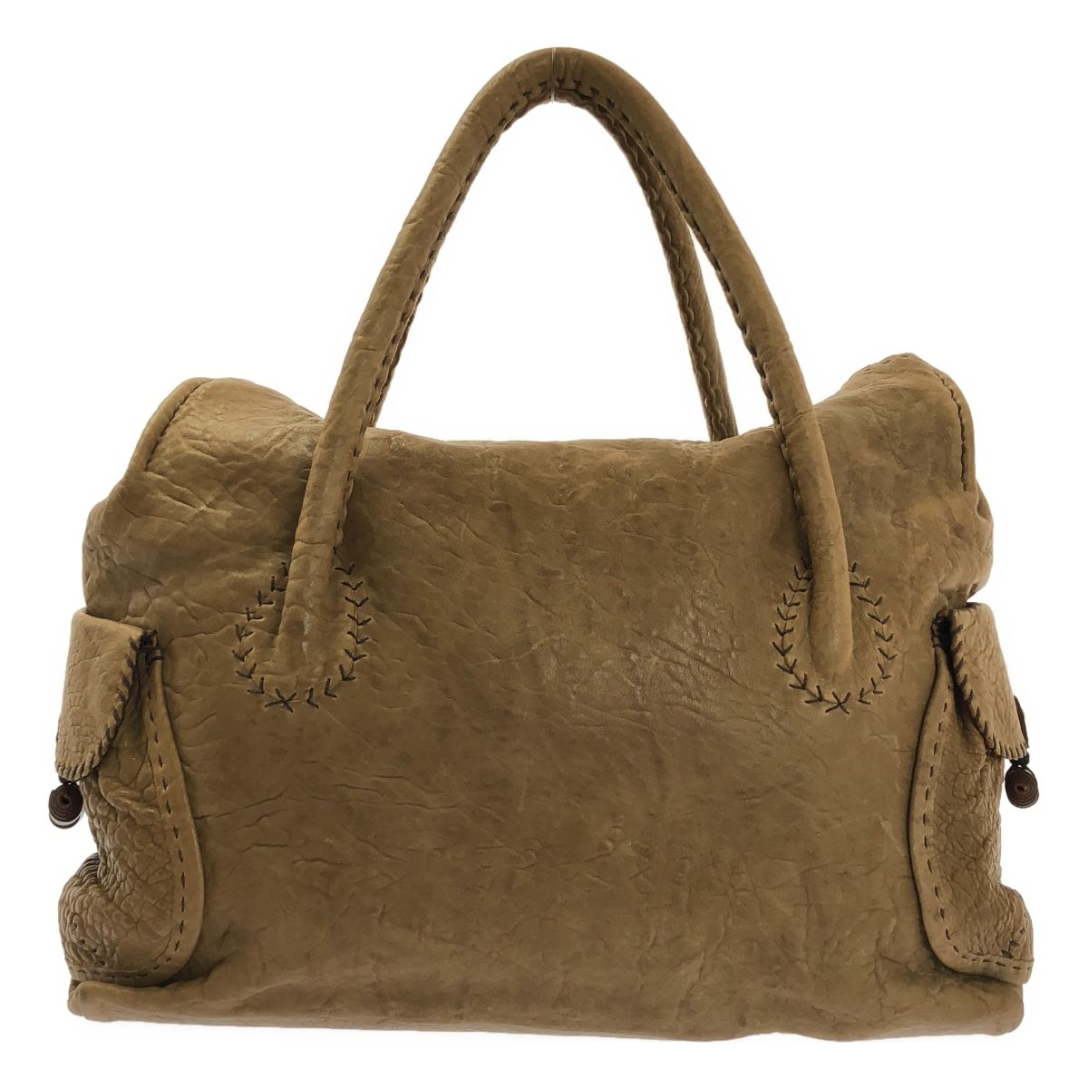 HENRY BEGUELIN エンリーベグリン レザー ステッチ ハンドバッグ ブラウン系 レディース