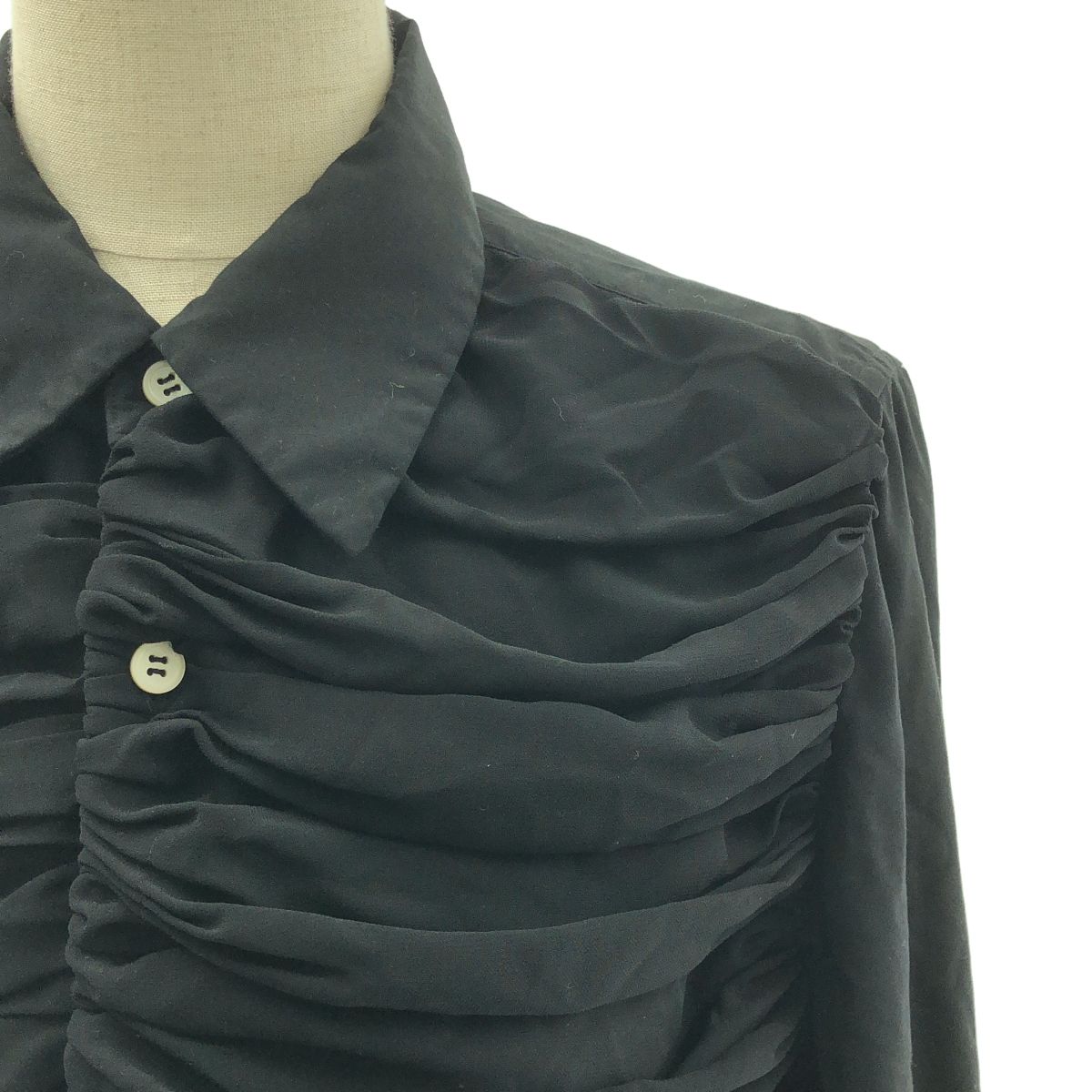 COMME des GARCONS コムデギャルソン 2020 AW ポリエステル 製品加工 ギャザー ボリューム シャツ ブラウス S ブラック レディース