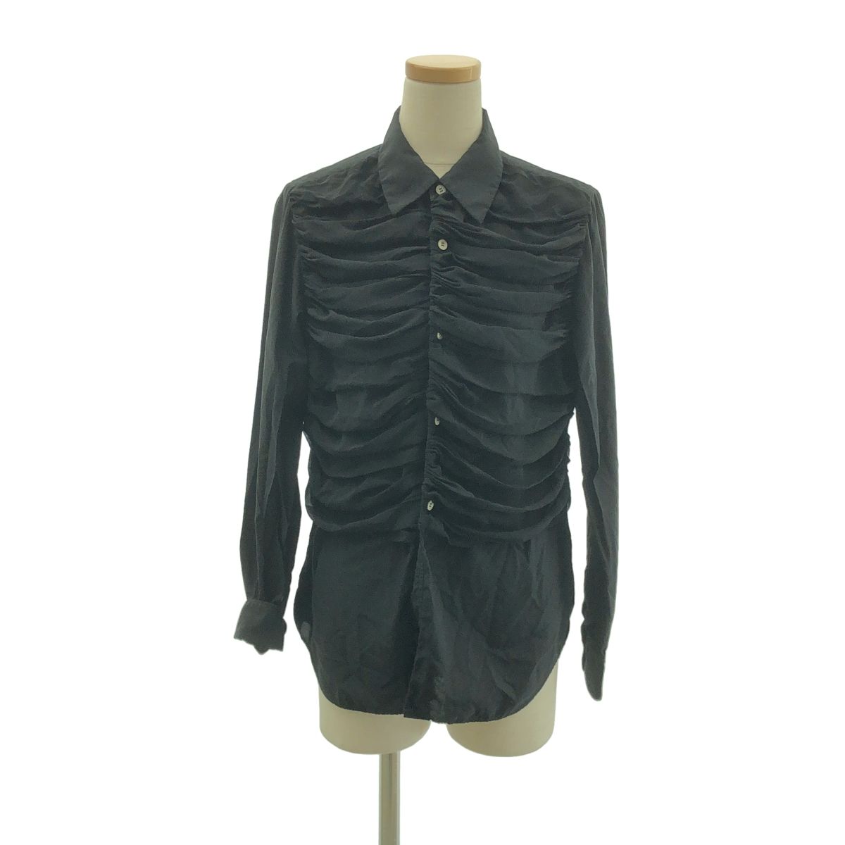 COMME des GARCONS コムデギャルソン 2020 AW ポリエステル 製品加工 ギャザー ボリューム シャツ ブラウス S ブラック レディース