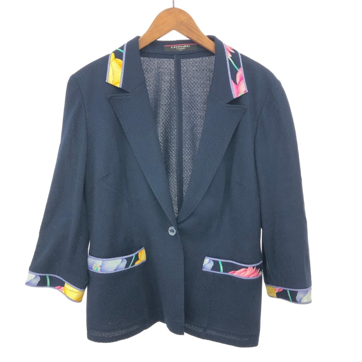 LEONARD レオナール ジャケット サイズ:13AR 花柄 ネイビー レディース