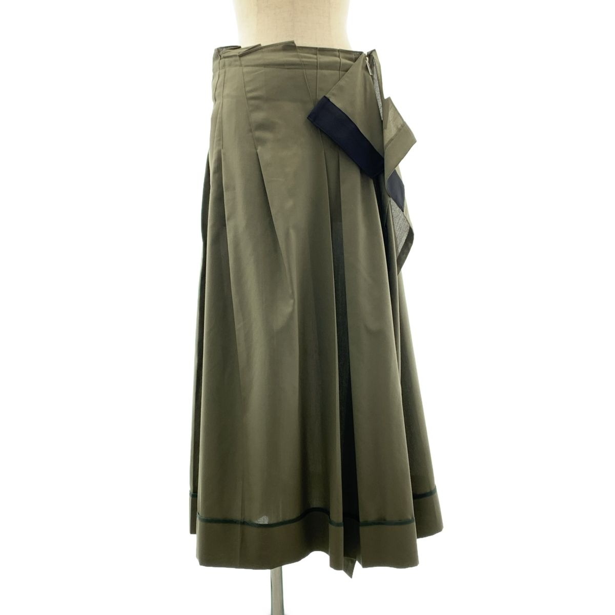 sacai | サカイ ZIP Suiting Skirt プリーツ スカート 3 カーキ レディース