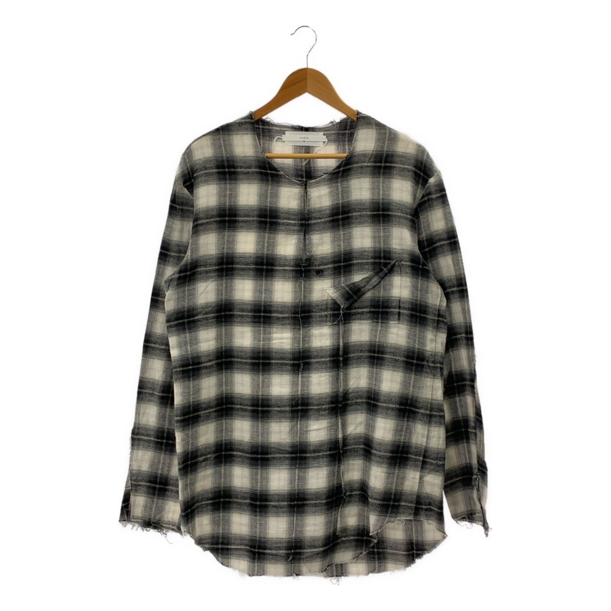 ASKYY | アスキー オンブレチェック スキッパーシャツ 3 ホワイト|ブラック|グレー メンズ