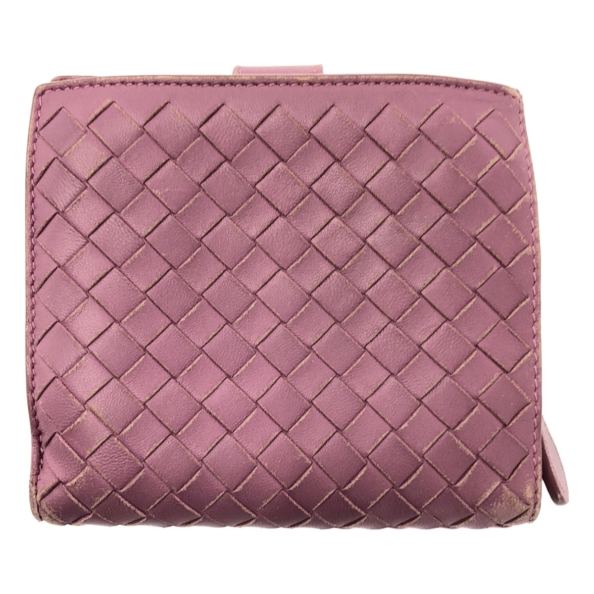 BOTTEGA VENETA ボッテガヴェネタ レザー イントレチャート コンパクトウォレット 財布 ラベンダー系 レディース