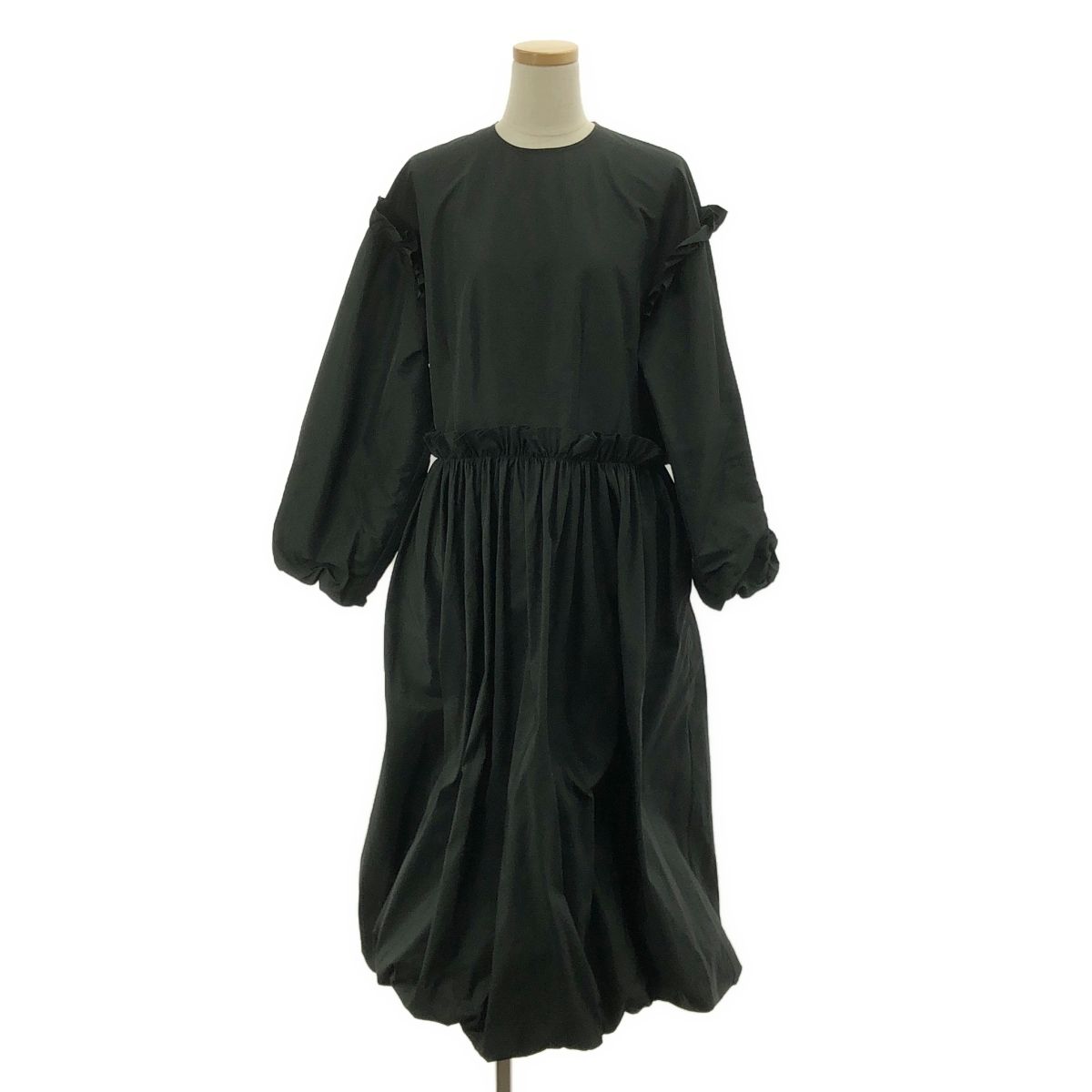noir kei ninomiya | ノワールケイニノミヤ 2025 AW ポリエステル 立体 ギャザー ボリューム ドレス ワンピース S ブラック レディース