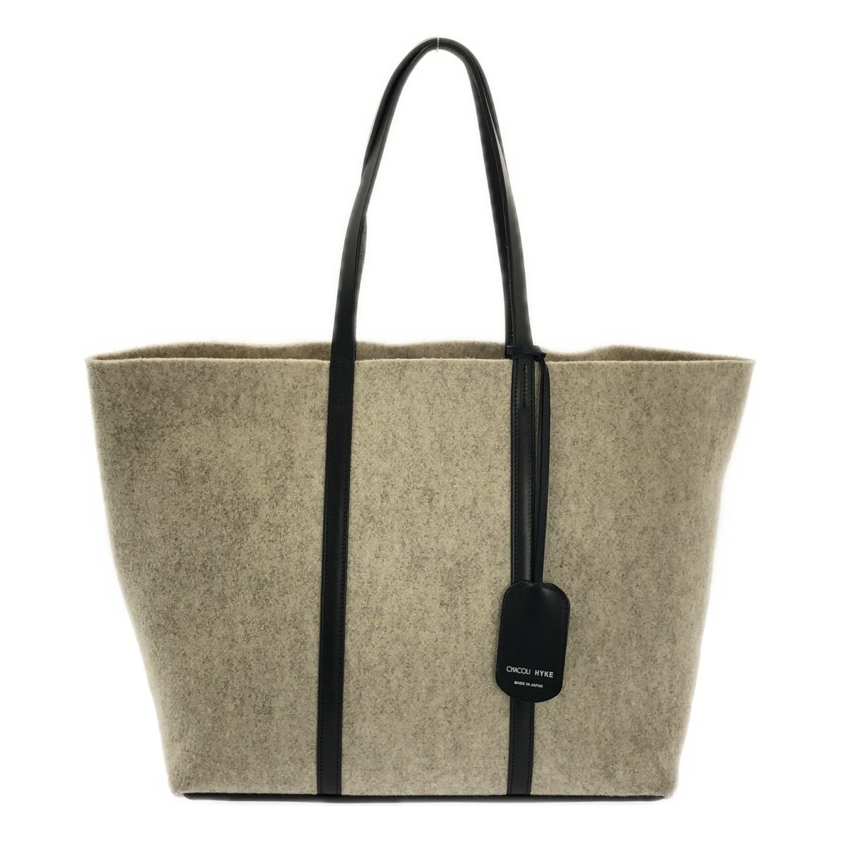 HYKE | ハイク CHACOLI レザー ウール トートバッグ ブラック|ベージュ メンズ