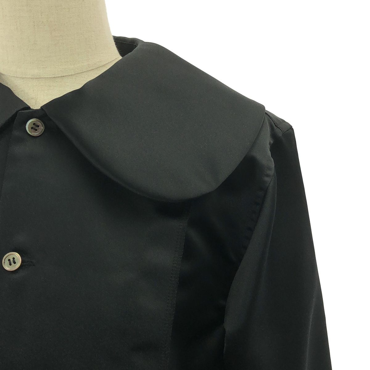 COMME des GARCONS コムコム 2025 AW ポリエステル 変形 アシンメトリー 丸襟 ボリューム ワンピース XS ブラック レディース