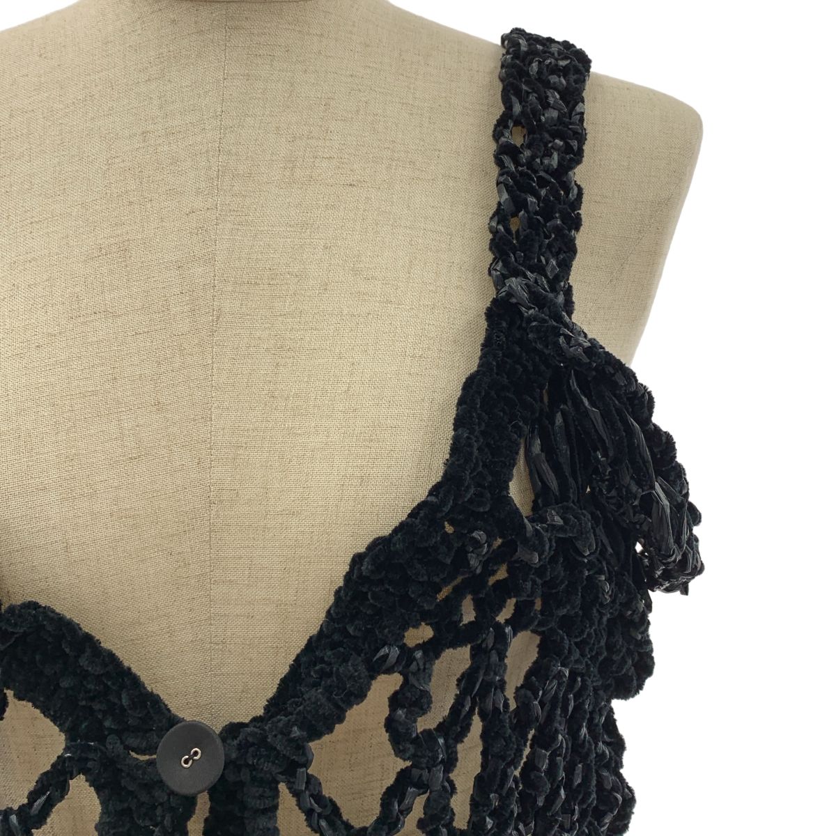 ODAKHA オダカ 2025 AW 編み込み フリンジ ビスチェ F ブラック系 レディース