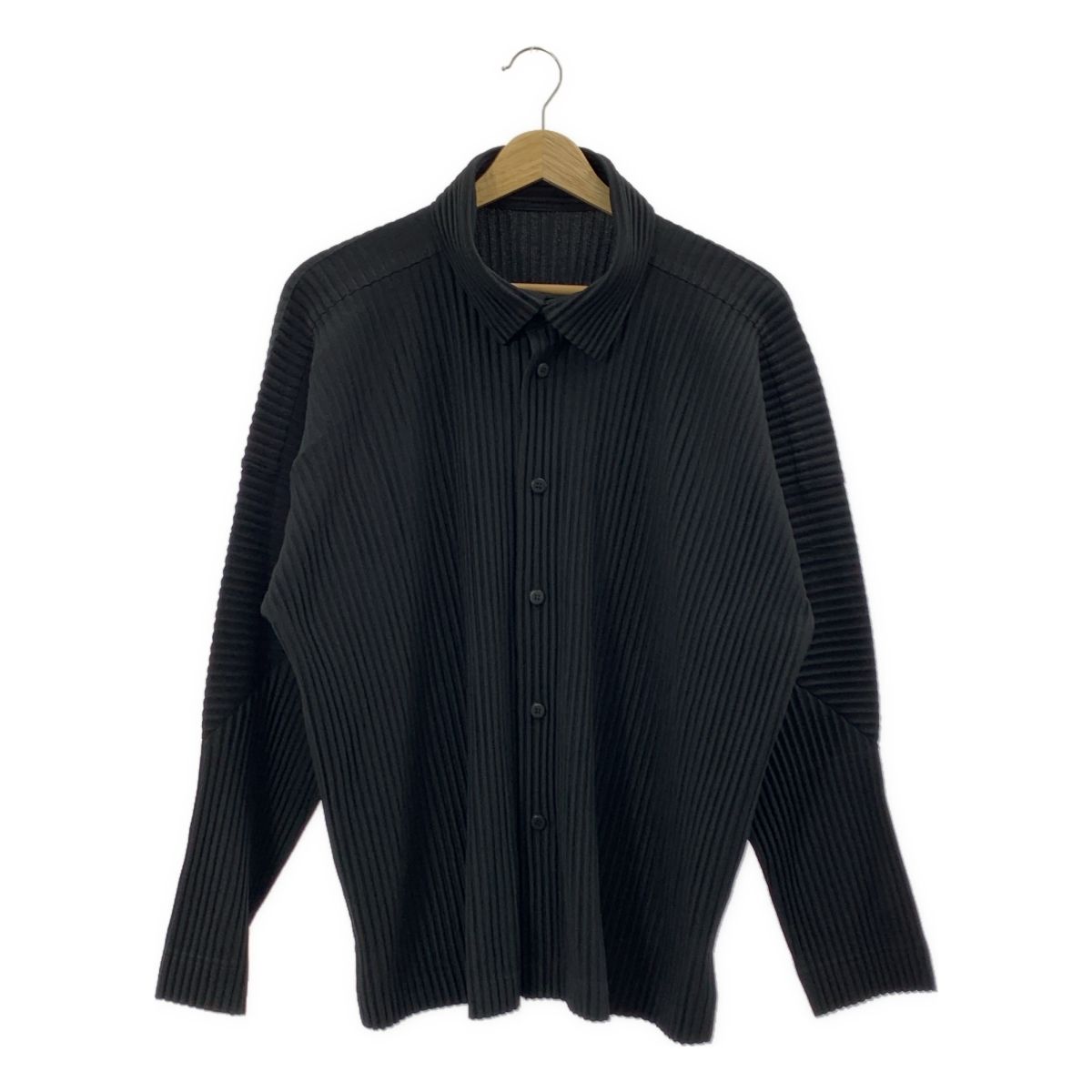 オムプリッセ イッセイ ミヤケ プリーツ シャツ Lサイズ ブラック HOMME PLISSE ISSEY MIYAKE / オムプリッセイッセイミヤケ | 2022SS