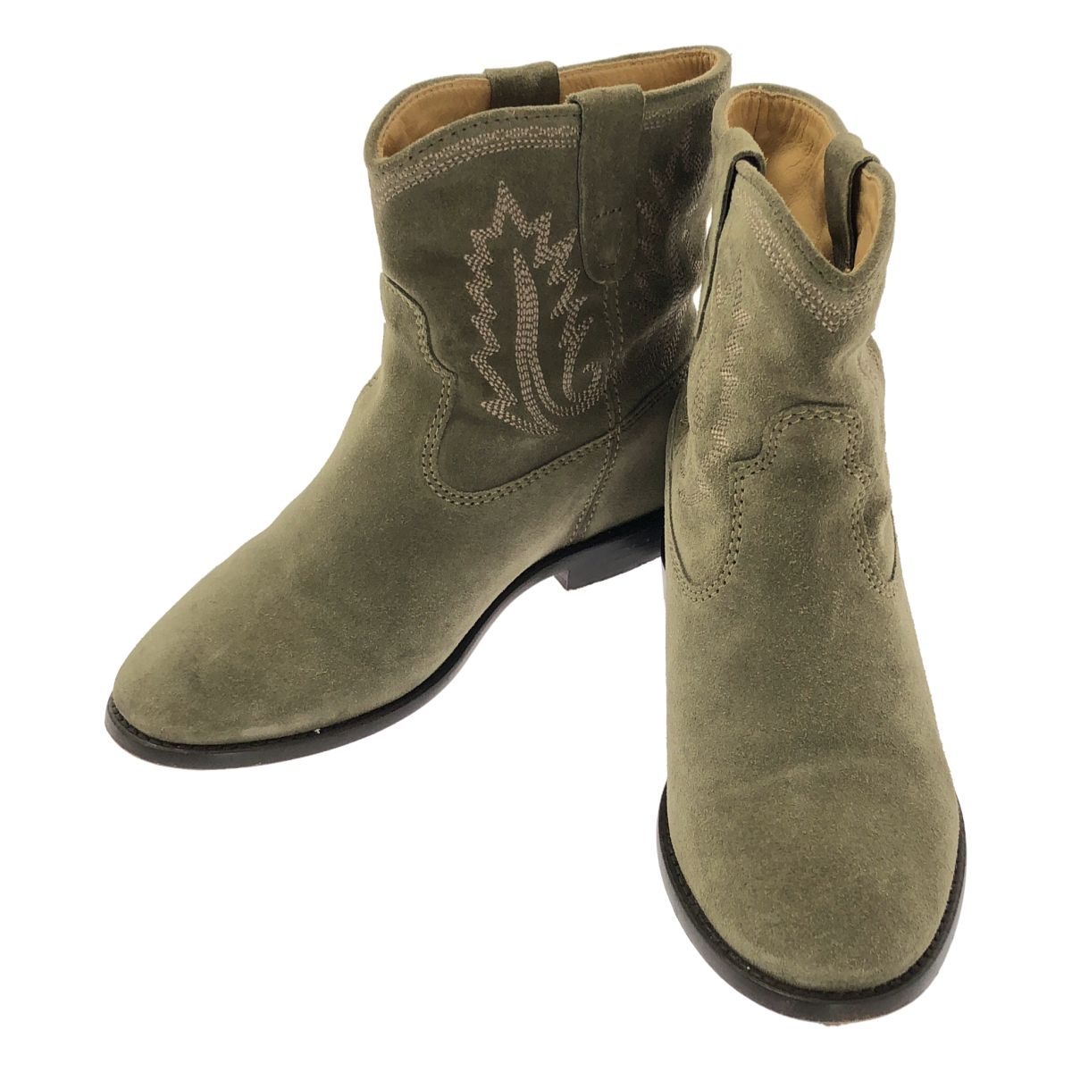 ISABEL MARANT イザベルマラン レザー ウエスタン ブーツ 36 カーキ レディース