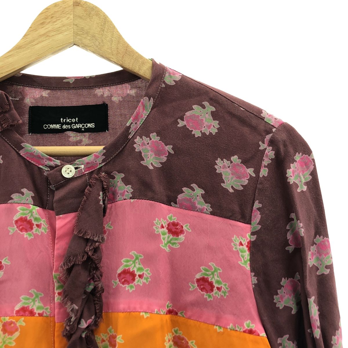 tricot COMME des GARCONS トリココムデギャルソン 2002 AW レーヨン フローラルプリント パッチワーク ブラウス M マルチ レディース